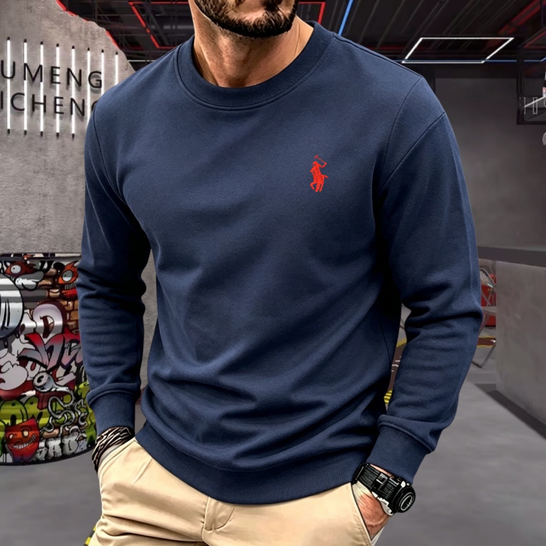 Men'S Spring Fashion - 柔らかなコットン素材の高級ブランドメンズ長袖ラウンドネックTシャツ、秋のファッション、刺繍入りルーズフィット韓国風スウェットシャツ、カジュアルトップス