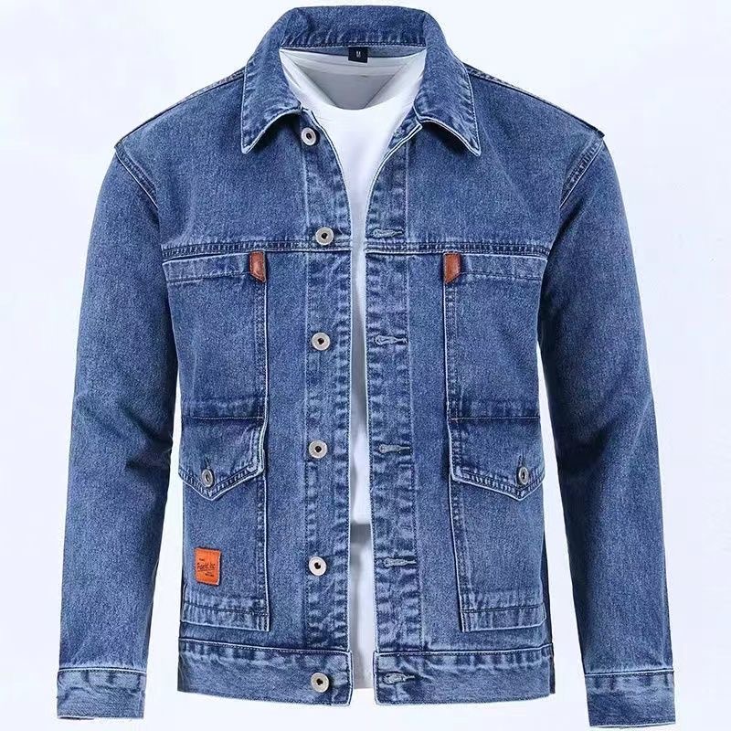 Mens Fashion Denim Jacket - 男性用無地デニムジャケット,新しい春と秋のトレンド,快適でカジュアルなルーズフィット,高品質,2023