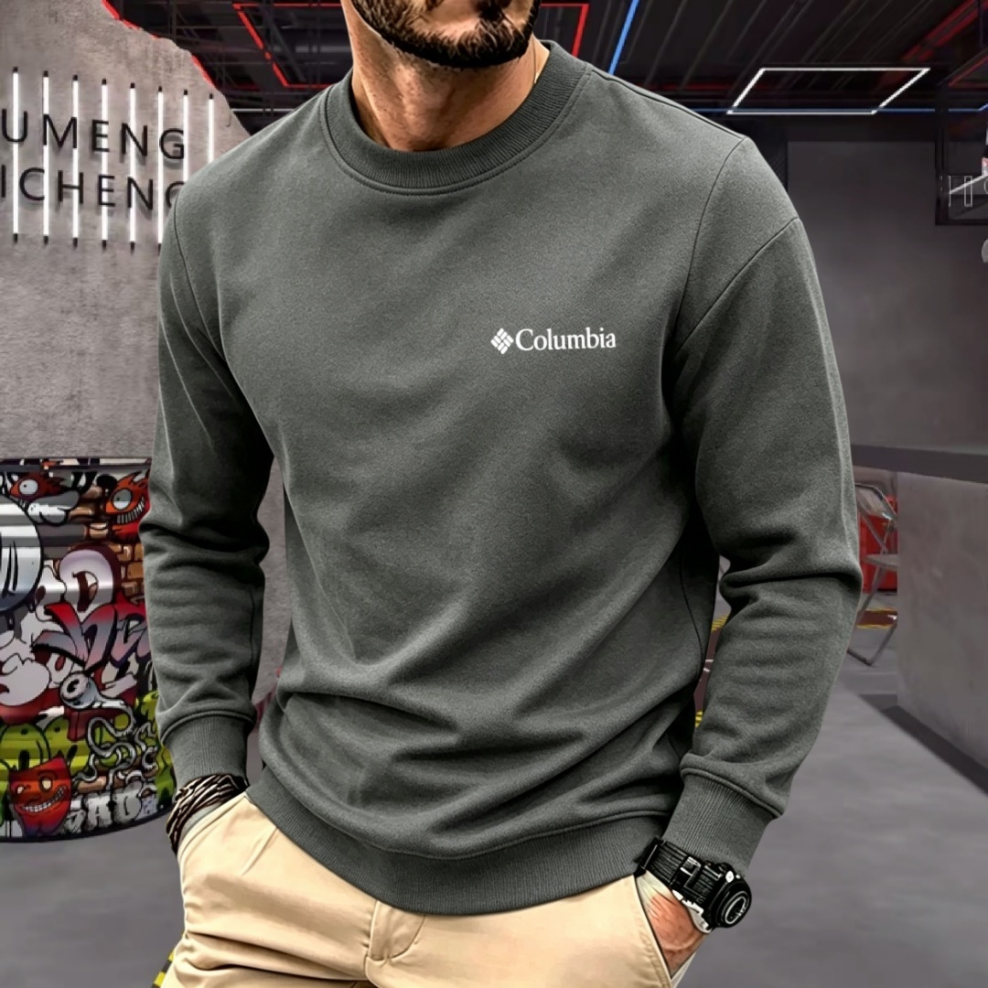 Fashion Mens Shirt - 柔らかなコットン素材の高級ブランドメンズ長袖ラウンドネックTシャツ、秋のファッション、刺繍入りルーズフィット韓国風スウェットシャツ、カジュアルトップス