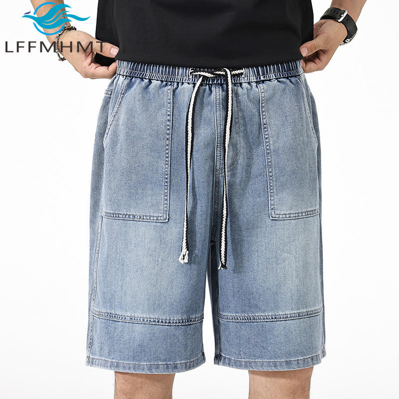 Men'S Fashion Jeans - 良質の夏のファッションメンズカーゴショーツ夏のファッション弾性ウエストマルチポケット S-5XL 大きいサイズパッチワークジーンズショーツ