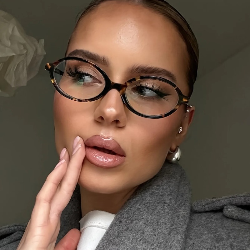 Men'S Fashion Glasses - ヴィンテージオーバルサングラス女性の高級ブランドデザイナー小さなオーバル抗青色光メガネレトロファッション男性ヒョウ Eyegalsses