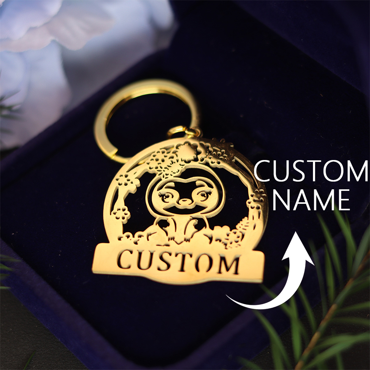 Men'S Fashion Gold Chain - QIAMNI かわいいペンギンキーホルダー素敵な動物カスタム名キーチェーン女性男性 DIY 手作りギフトステンレス鋼の花キーリング