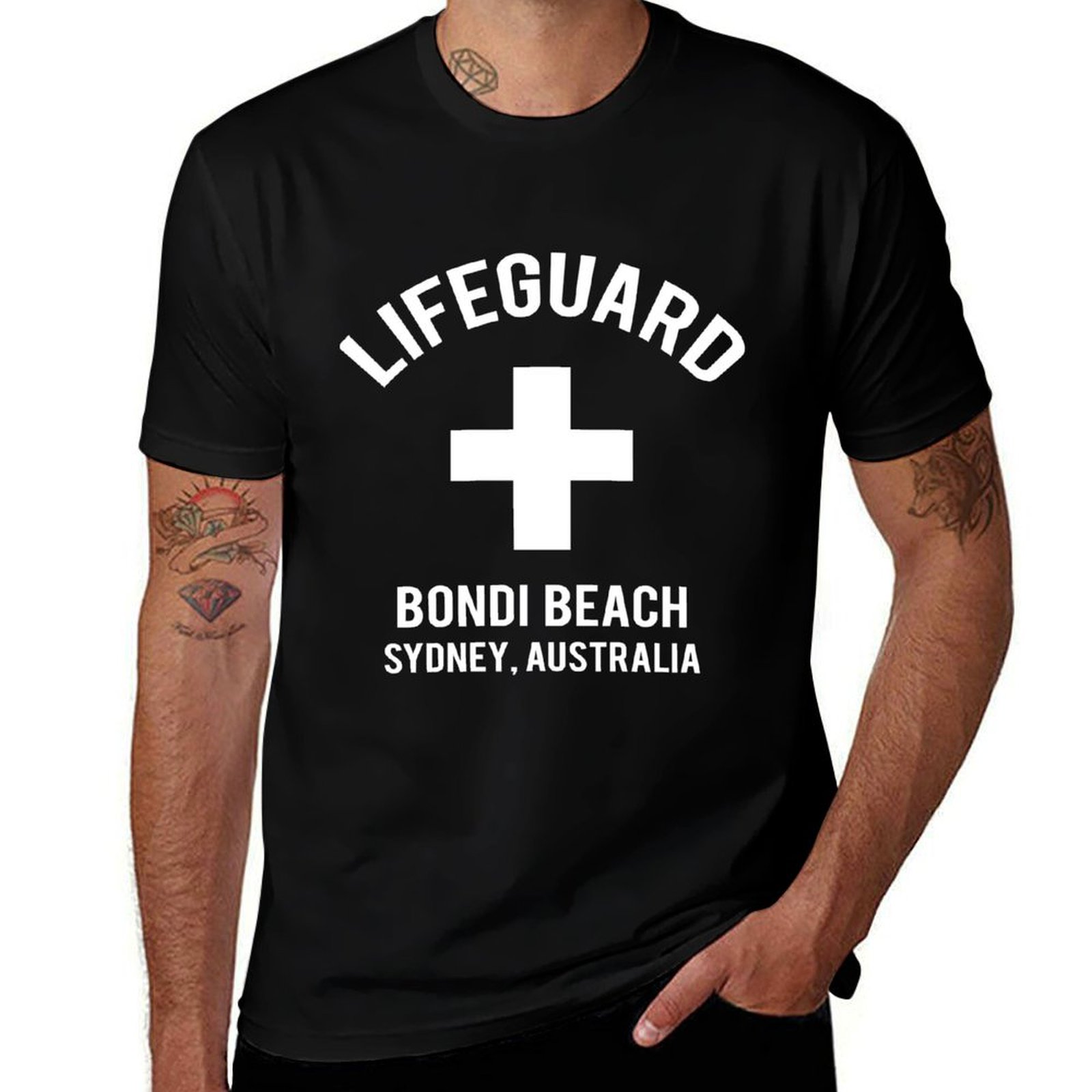 Men'S Fashion Sydney - ライフガード ボンディビーチ シドニー、オーストラリア、沿岸警備隊、ビーチ、ベイウォッチ Tシャツ ストリートファッション カジュアル