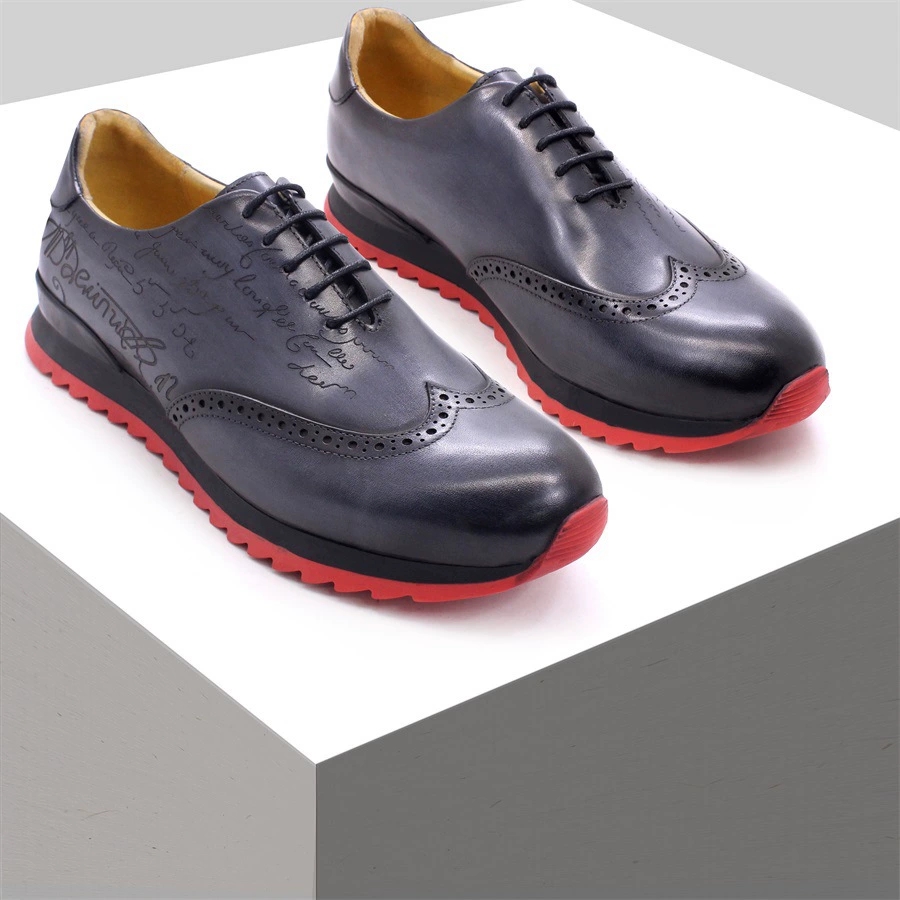 Oxford Shoes Brogue - 高級デザイナーメンズオックスフォードスニーカー牛本革レースアップブローグ男の靴ラウンドトゥカジュアルビジネスオフィス靴