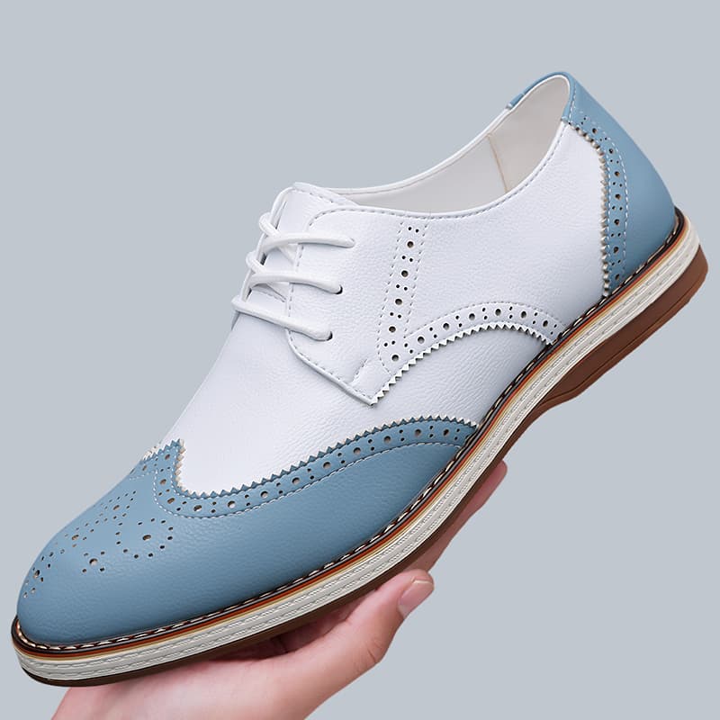 Oxford Shoes Brogue - メンズ ホワイト ブルー ツートーン ブローグ オックスフォード