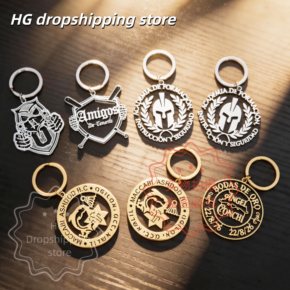 Men'S Fashion Gold Chain - パーソナライズされたロゴキーホルダー卸売カスタム会社ロゴ/写真ペンダントステンレス鋼素材ジュエリーギフト男性女性向け