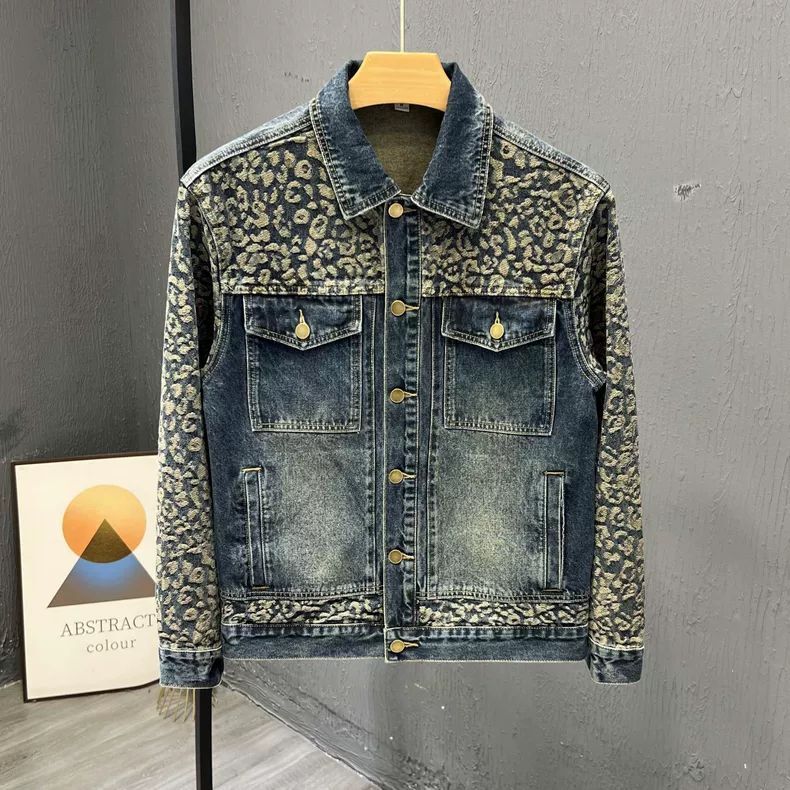 Mens Fashion Denim Jacket - 新しいメンズトレンディクールデニムジャケット韓国スタイルデザイントップ春秋個性ファッションパッチワークコート