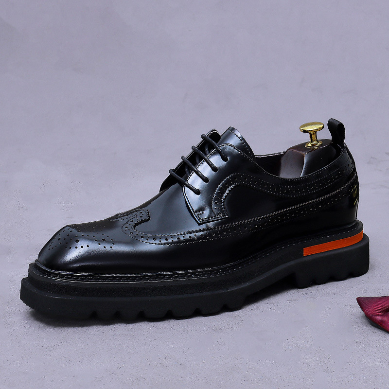 Oxford Shoes Brogue - メンズブローグプラットフォームオックスフォードシューズ本革厚底フォーマルドレスシューズ男性用ビジネスカジュアルレースアップ高級オックスフォードシューズ