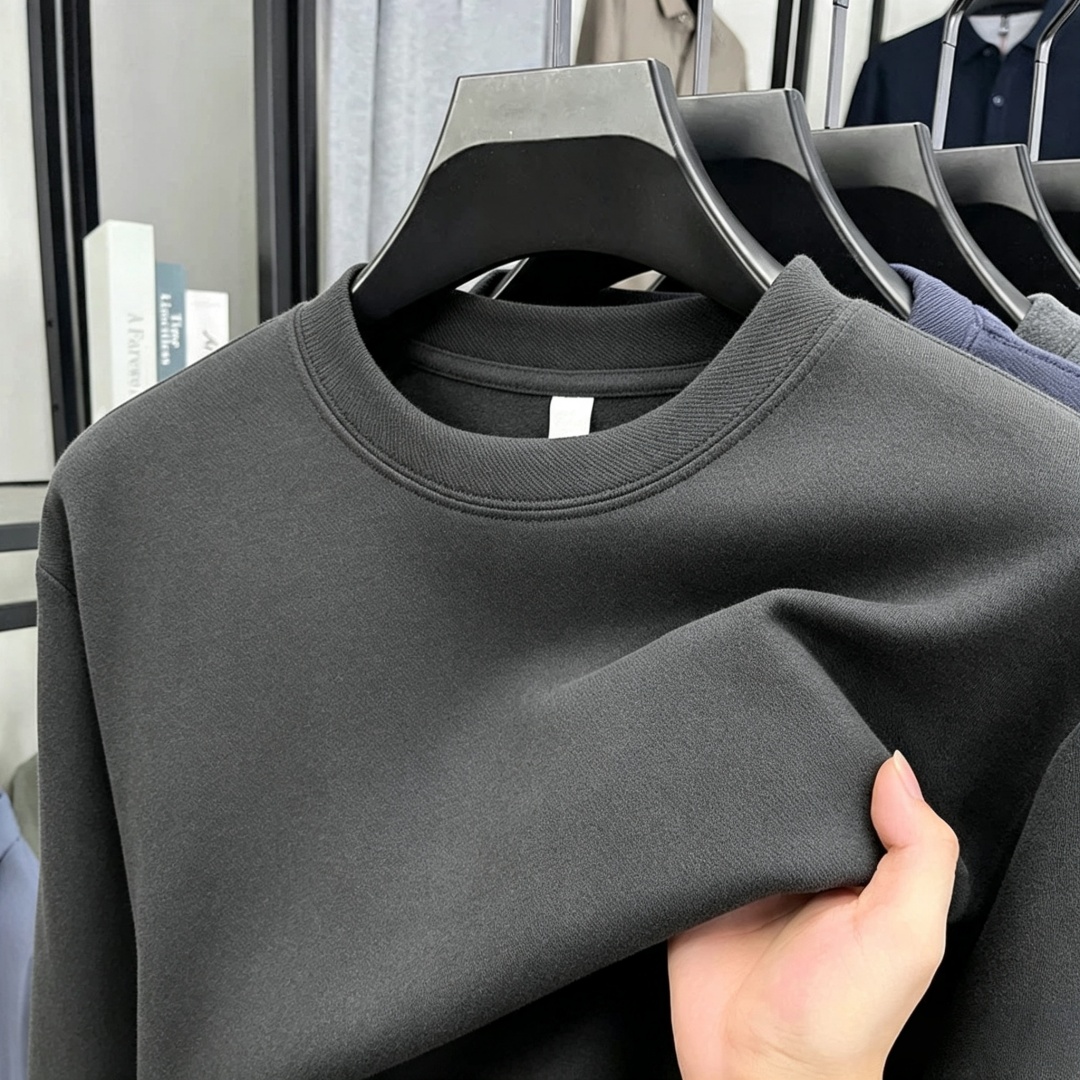 Men'S Spring Fashion - 柔らかなコットン素材の高級ブランドメンズ長袖ラウンドネックTシャツ、秋のファッション、刺繍入りルーズフィット韓国風スウェットシャツ、カジュアルトップス