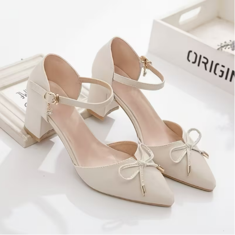 Men'S Fashion For Wedding - レディースハイヒールサンダル、ポインテッドトゥパンプス、蝶結び装飾、チャンキーヒール、オフィス、レディースパーティー、結婚式用ドレスシューズ