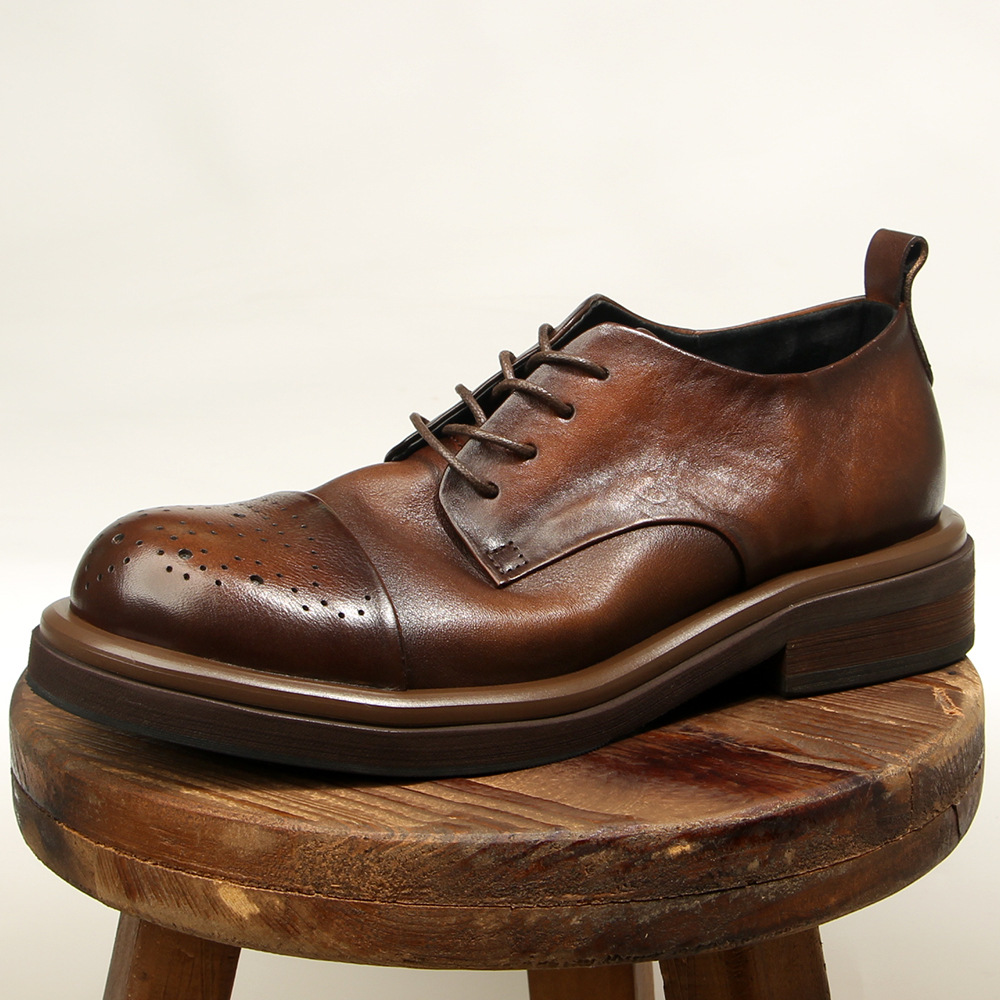 Oxford Shoes Brogue - 最高品質の本革メンズブローグオックスフォードレトロデザイン手作り男性結婚式フォーマルソーシャルレザーシューズ
