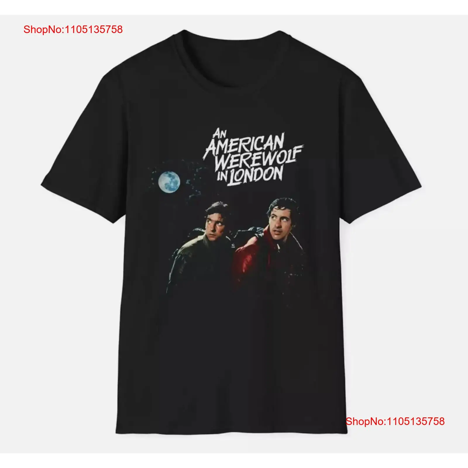 Poster Men Fashion - 1981年ロンドンのアメリカ人狼男映画ポスターTシャツヴィンテージウォッシュド万能ファッションストレッチデザイナー服オム