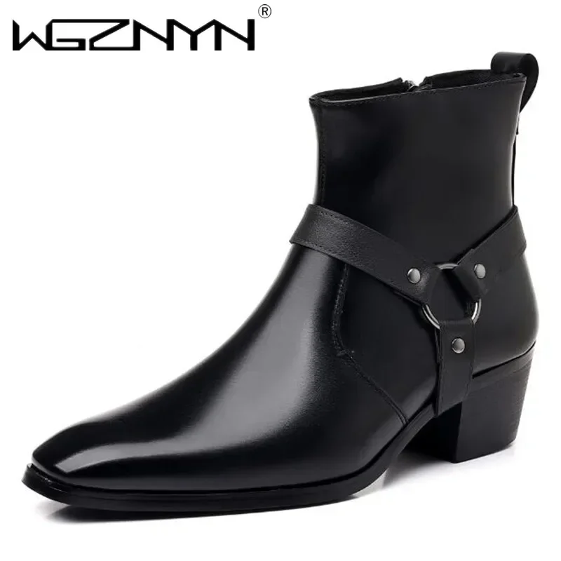 Men'S Fashion For Wedding - 2026 メンズファッションデザイナーチェルシーブーツ高級高品質男性カウボーイブーツ黒茶色ジップ結婚式オフィスドレスシューズ男性