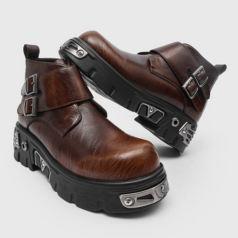 Fashion Men'S Boots - 大きいサイズ メンズファッション パンク ゴス プラットフォームブーツ シルバー