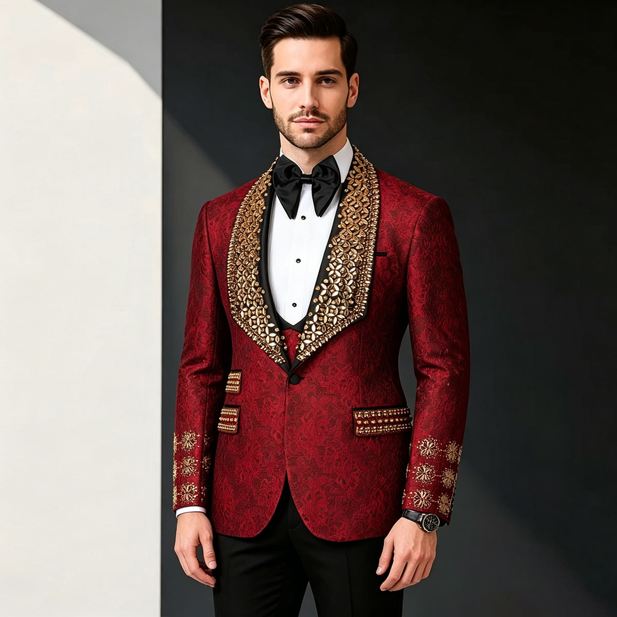 Slim Fit Blazer Men - 高品質ダイヤモンドメンズスーツ フォーマル2ピースセット スリムフィット グルームウェディングタキシード 新郎ブレザー カスタムメイド