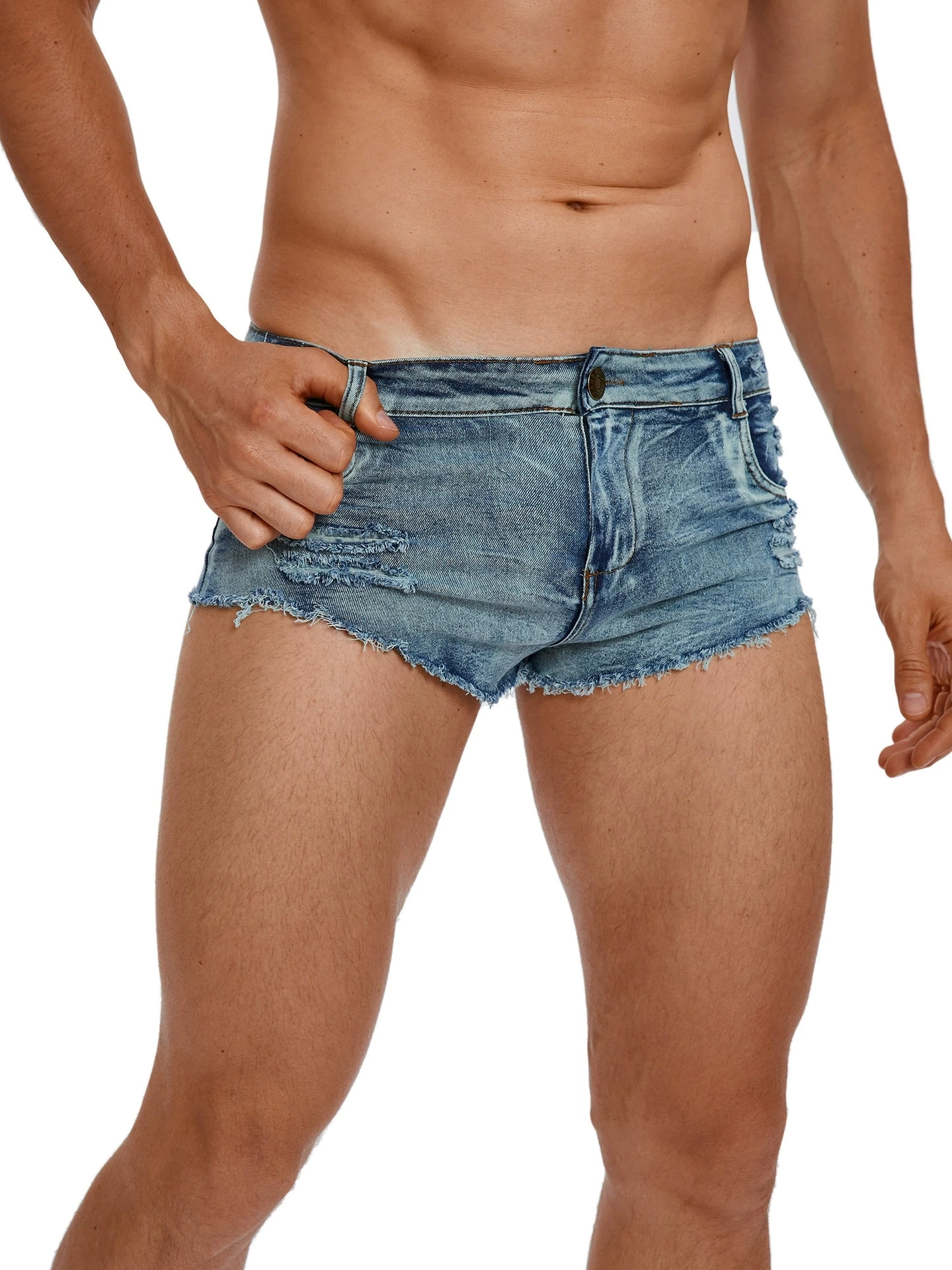 Men'S Fashion Jeans - メンズローウエストジーンズショーツファッションポケット夏カジュアルショーツヴィンテージデニムカラー男性ナイトクラブホットパンツ男性服