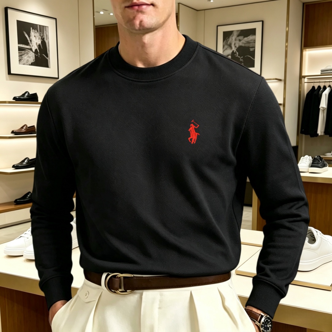 Men'S Spring Fashion - 柔らかなコットン素材の高級ブランドメンズ長袖ラウンドネックTシャツ、秋のファッション、刺繍入りルーズフィット韓国風スウェットシャツ、カジュアルトップス