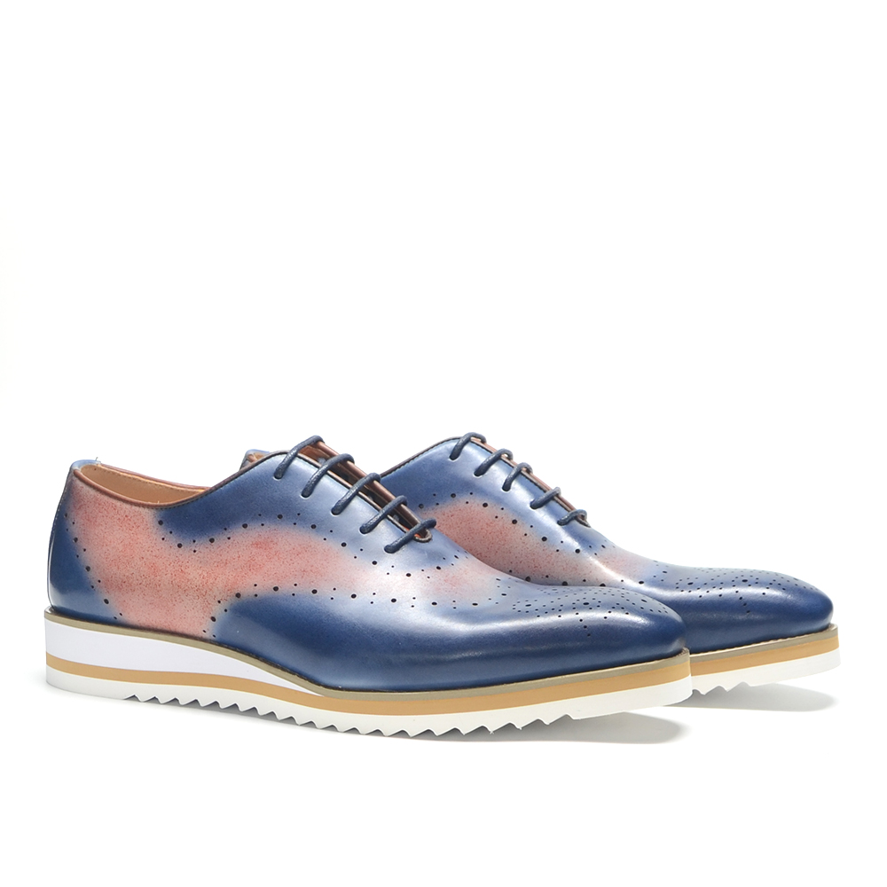 Oxford Shoes Brogue - 高級プレーントゥ デュオトーンカラーブロック オックスフォードシューズ メンズ 本革 ウィングチップ