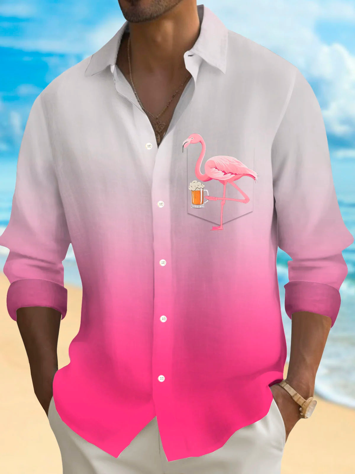 メンズボタンダウンカジュアルシャツ、長袖、プリント柄、春夏用 - Men'S Spring Fashion のレビューと価格