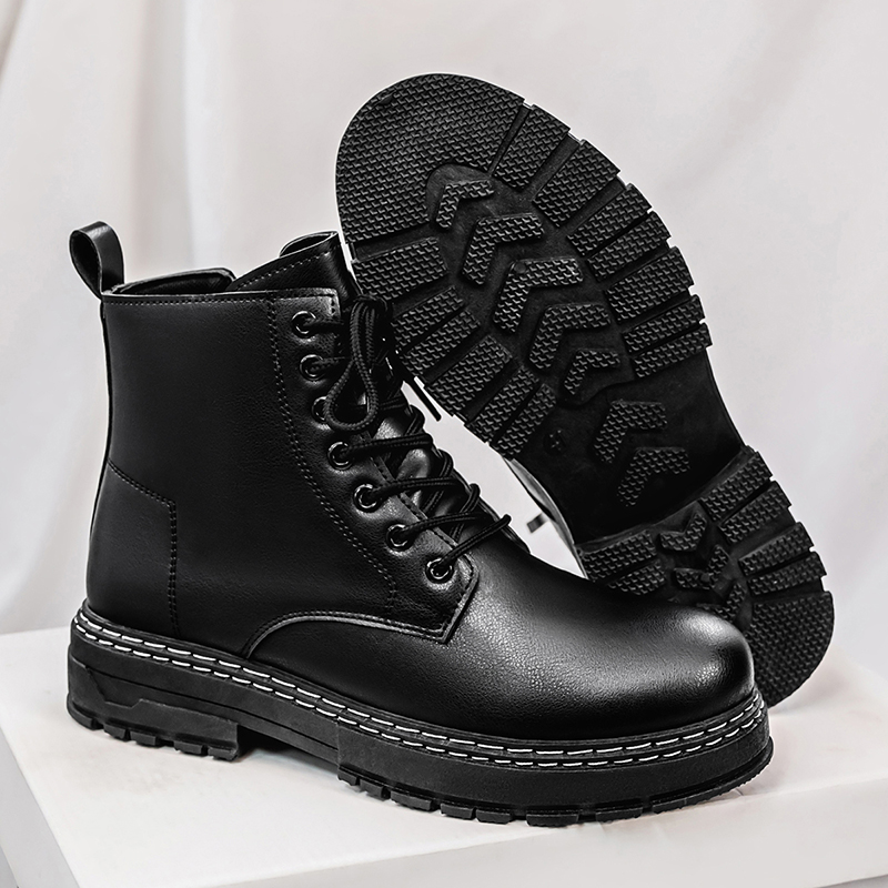 メンズ4シーズン対応ブラックパテントレザーバイクブーツ -  - Fashion Men'S Boots のレビューと価格