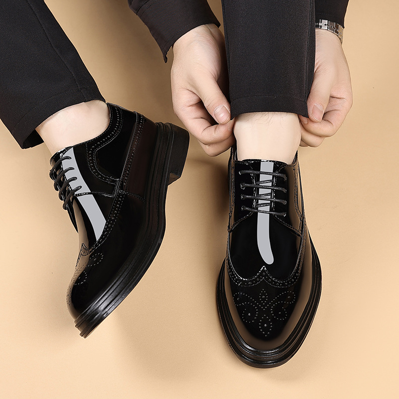 メンズ パテントレザー ブローグ ドレスシューズ レースアッ - Oxford Shoes Brogue のレビューと価格