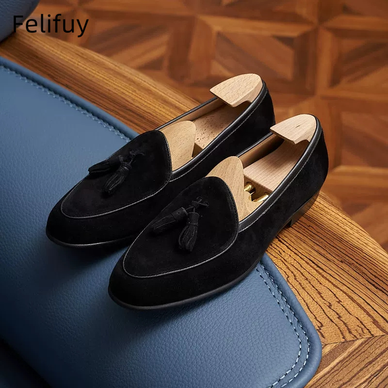 ファッションブラウンブラックタッセルメンズローファー手作り牛 - Men'S Fashion For Wedding のレビューと価格