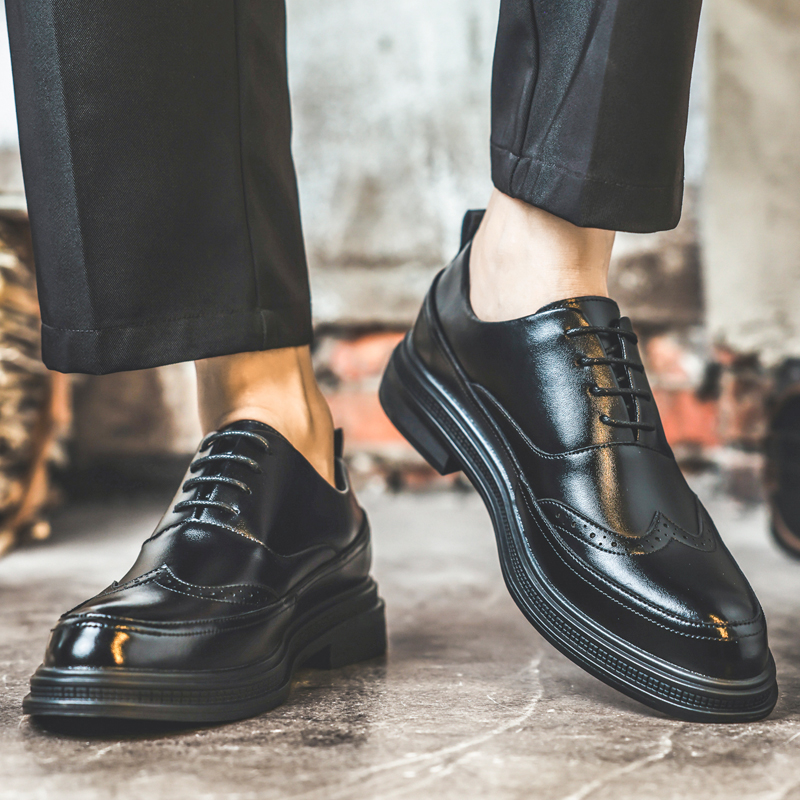 メンズ身長アップレザーシューズ ビジネスフォーマル レースア - Oxford Shoes Brogue のレビューと価格