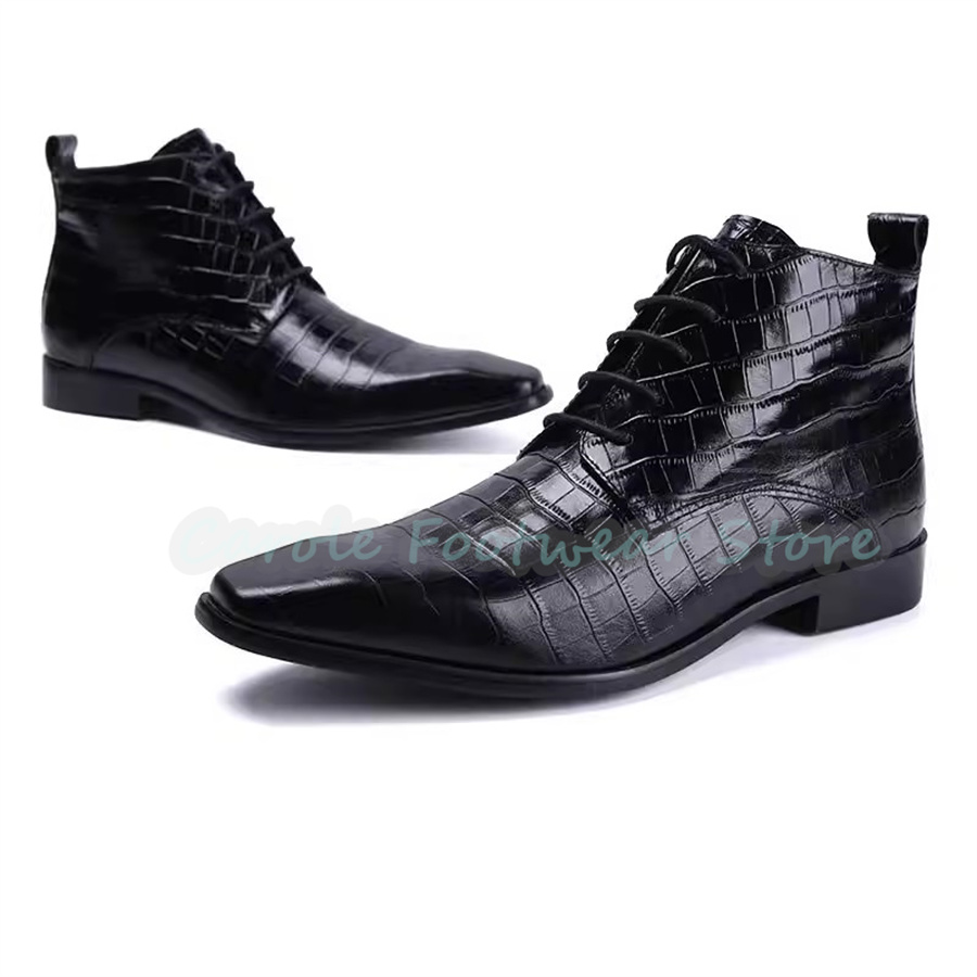 ファッション本革アンクルブーツ男性用ポインテッドトゥチャンキ - Men'S Fashion For Wedding のレビューと価格