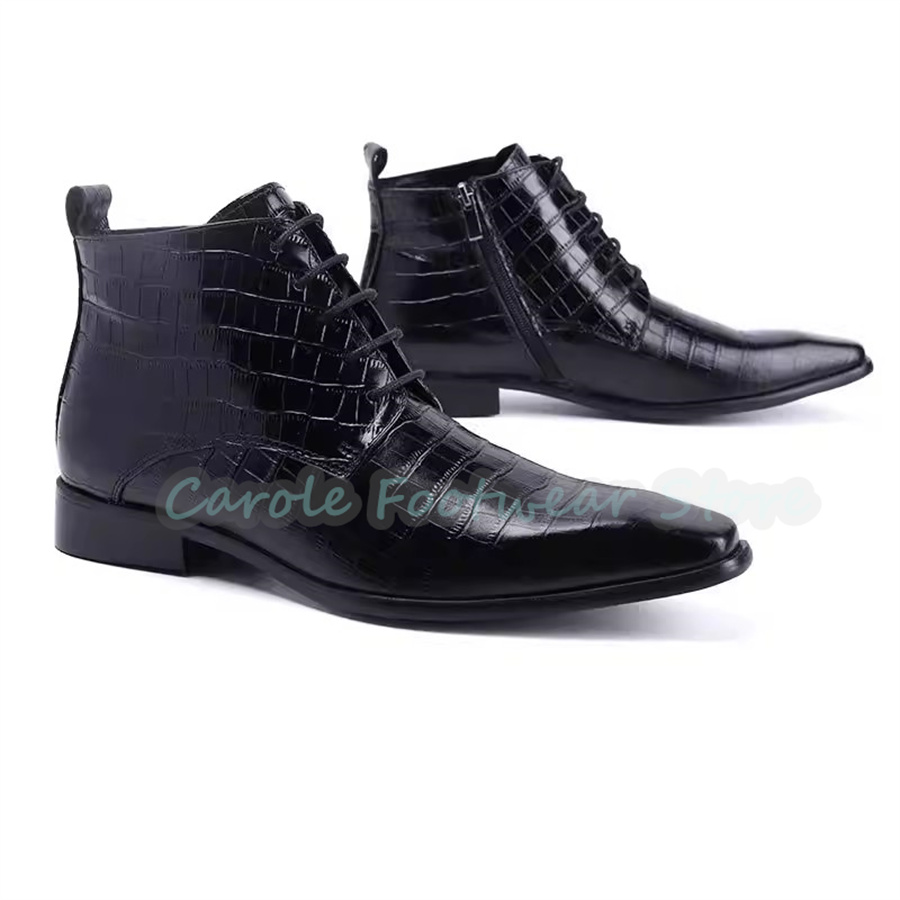 ファッション本革アンクルブーツ男性用ポインテッドトゥチャンキ - Men'S Fashion For Wedding のレビューと価格
