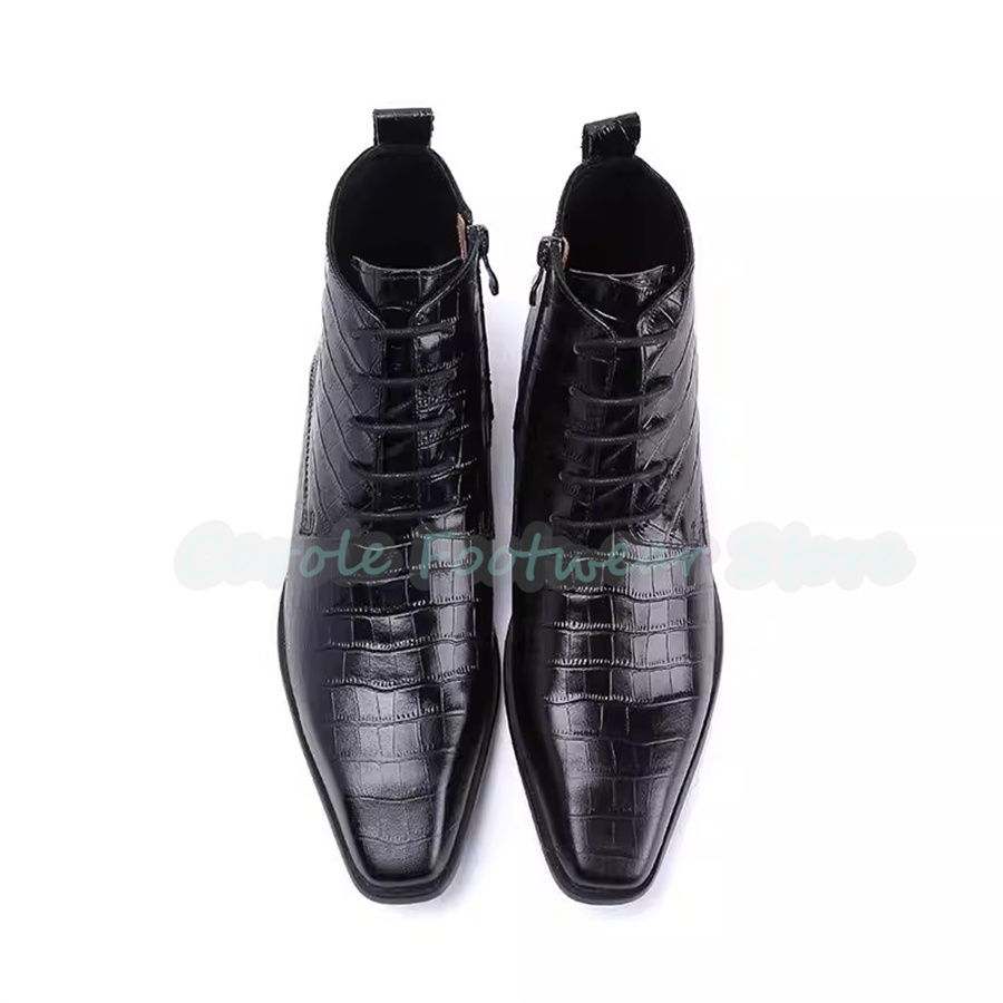 ファッション本革アンクルブーツ男性用ポインテッドトゥチャンキ - Men'S Fashion For Wedding のレビューと価格