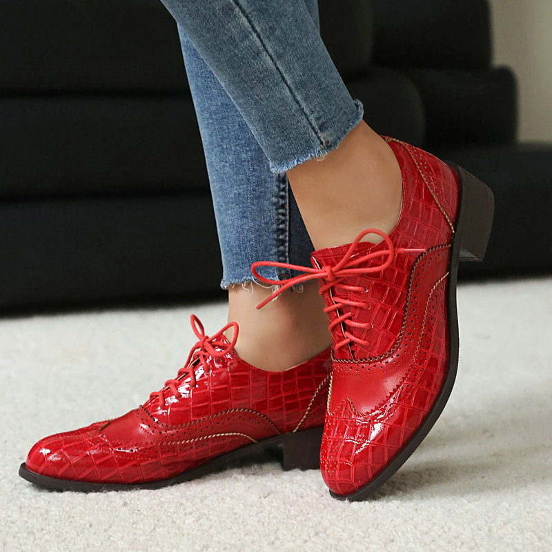 女性用ストーンプリントブローグオックスフォードシューズ、パテ - Oxford Shoes Brogue のレビューと価格
