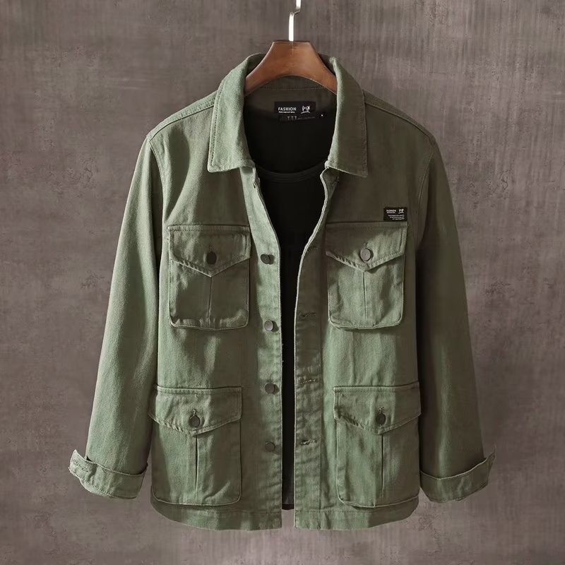 春と秋の新メンズファッションカジュアルルーズジャケットソリッ - Mens Fashion Denim Jacket のレビューと価格