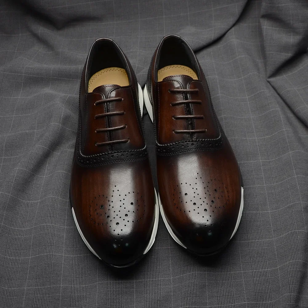 10 色手作り本革オックスフォードスニーカーシューズ男性用レ - Oxford Shoes Brogue のレビューと価格