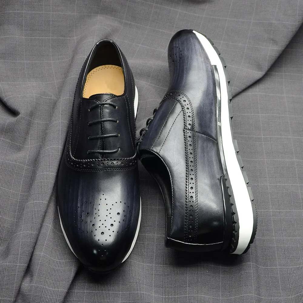 10 色手作り本革オックスフォードスニーカーシューズ男性用レ - Oxford Shoes Brogue のレビューと価格