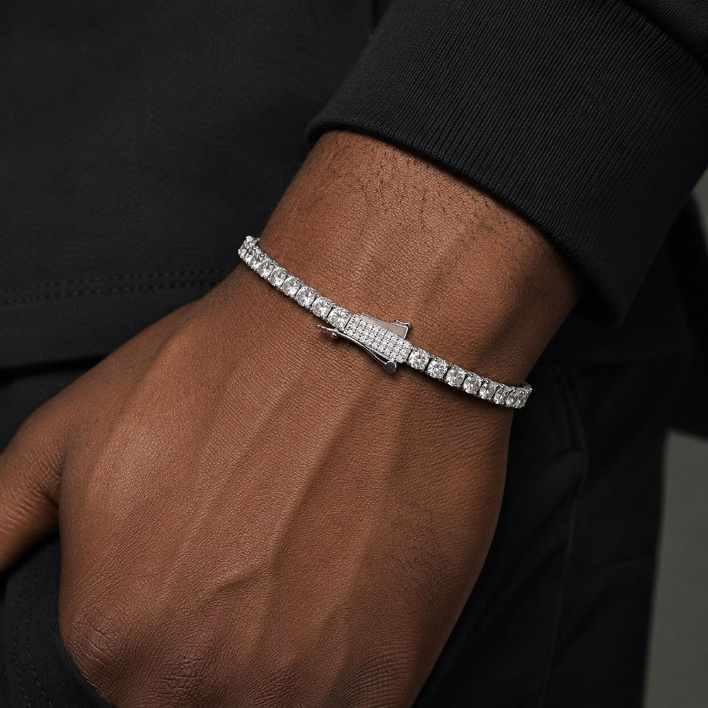 3mm 4mm アイスアウト テニスブレスレット メンズ レ - Men'S Fashion Gold Chain のレビューと価格