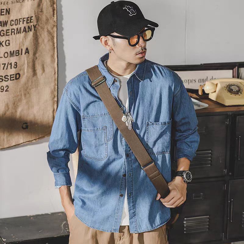 メンズアメリカンレトロデニムジャケット長袖ルーズフィットカジ - Mens Fashion Denim Jacket のレビューと価格