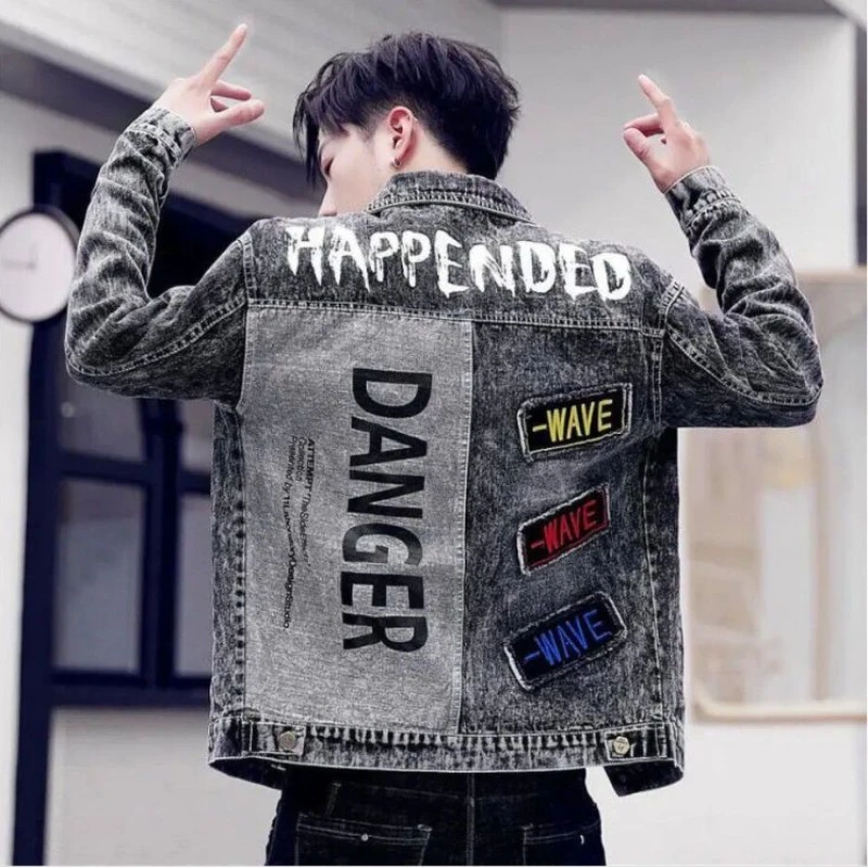 メンズヒップホップジーンズ,カジュアルスリムショーツ,ブラッ - Mens Fashion Denim Jacket のレビューと価格