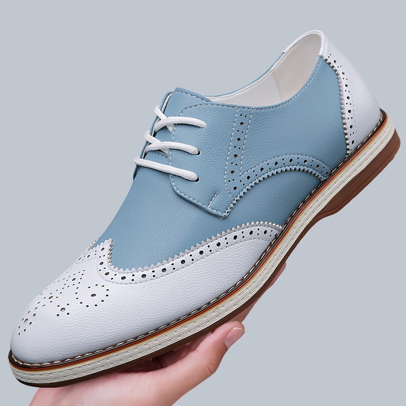 メンズ ホワイト ブルー ツートーン ブローグ オックスフォ - Oxford Shoes Brogue のレビューと価格