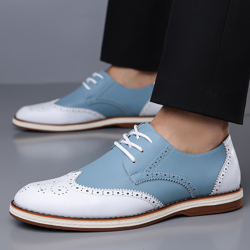 メンズ ホワイト ブルー ツートーン ブローグ オックスフォ - Oxford Shoes Brogue のレビューと価格