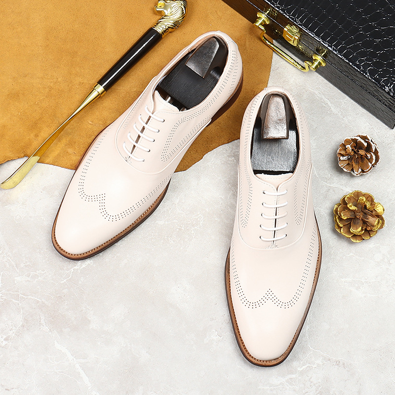 男性用耐摩耗性ブローグシューズ,ホワイト,本革,レースアップ - Oxford Shoes Brogue のレビューと価格