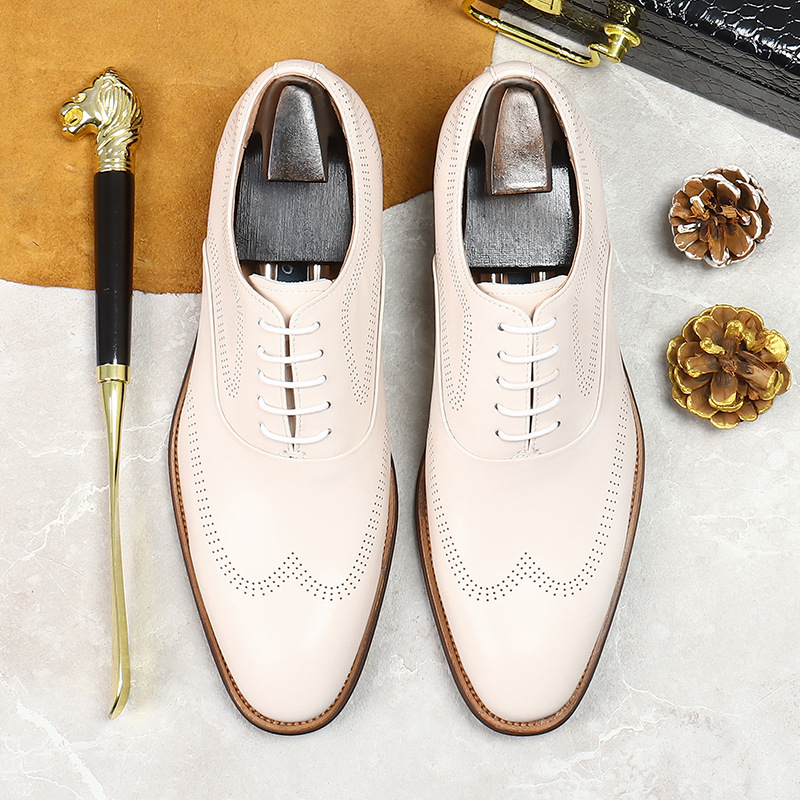 男性用耐摩耗性ブローグシューズ,ホワイト,本革,レースアップ - Oxford Shoes Brogue のレビューと価格