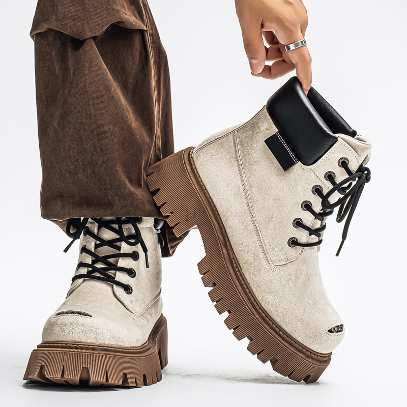 クラシックハイトップブーツアウトドアレザーメンズカジュアルア - Fashion Men'S Boots のレビューと価格