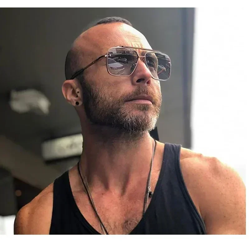 特大スクエアサングラス女性新しいファッションメタルサングラス - Men'S Fashion Glasses のレビューと価格