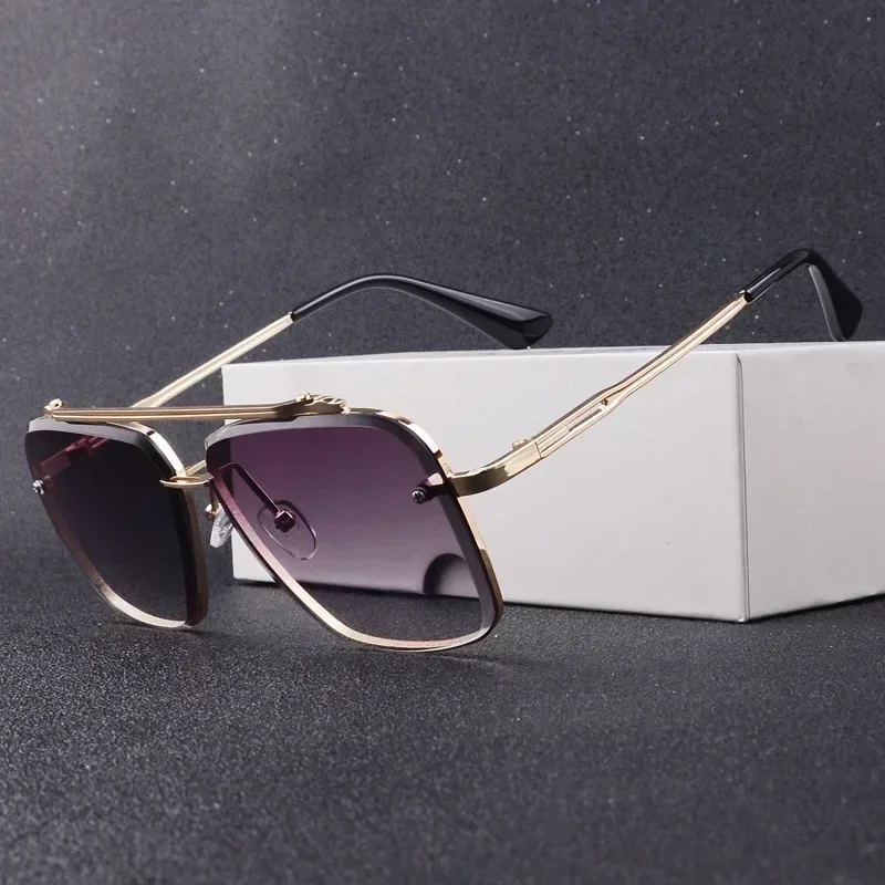 特大スクエアサングラス女性新しいファッションメタルサングラス - Men'S Fashion Glasses のレビューと価格
