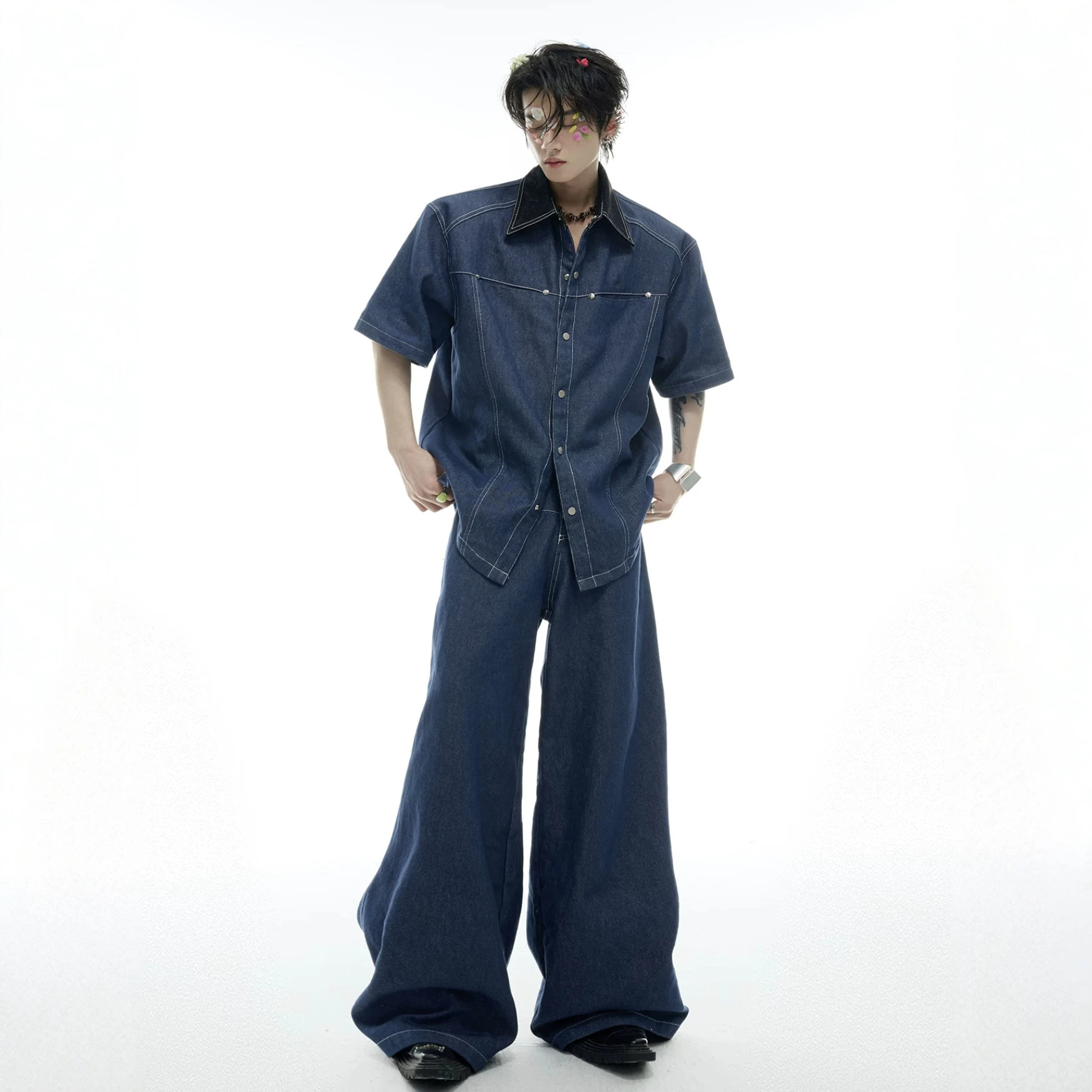 夏のメンズデニムマッチングセットアメリカンファッションハイス - Men'S Fashion Jeans のレビューと価格