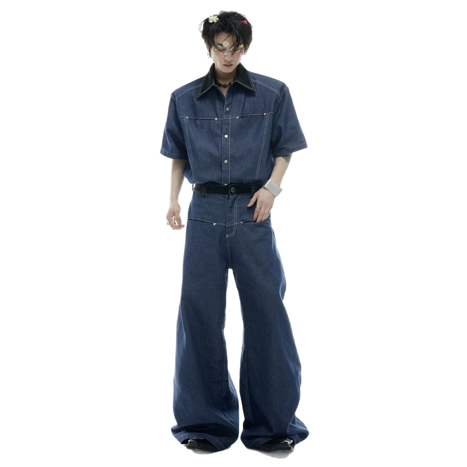 夏のメンズデニムマッチングセットアメリカンファッションハイス - Men'S Fashion Jeans のレビューと価格
