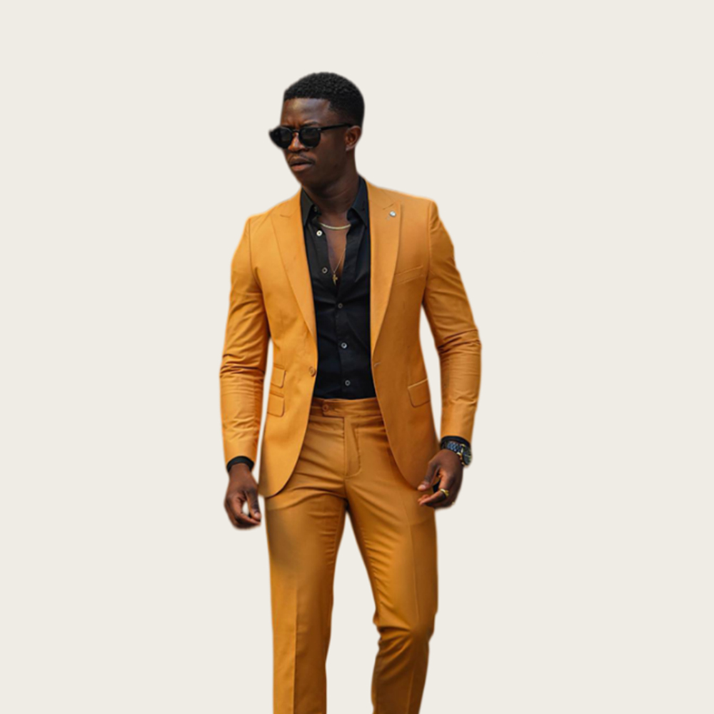 マスタードイエロー メンズスーツ 2ピース タキシード スリ - Slim Fit Blazer Men のレビューと価格