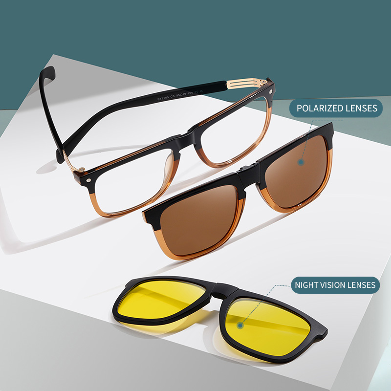 サングラスクリップオン偏光サングラス男性女性ファッション折り - Men'S Fashion Glasses のレビューと価格
