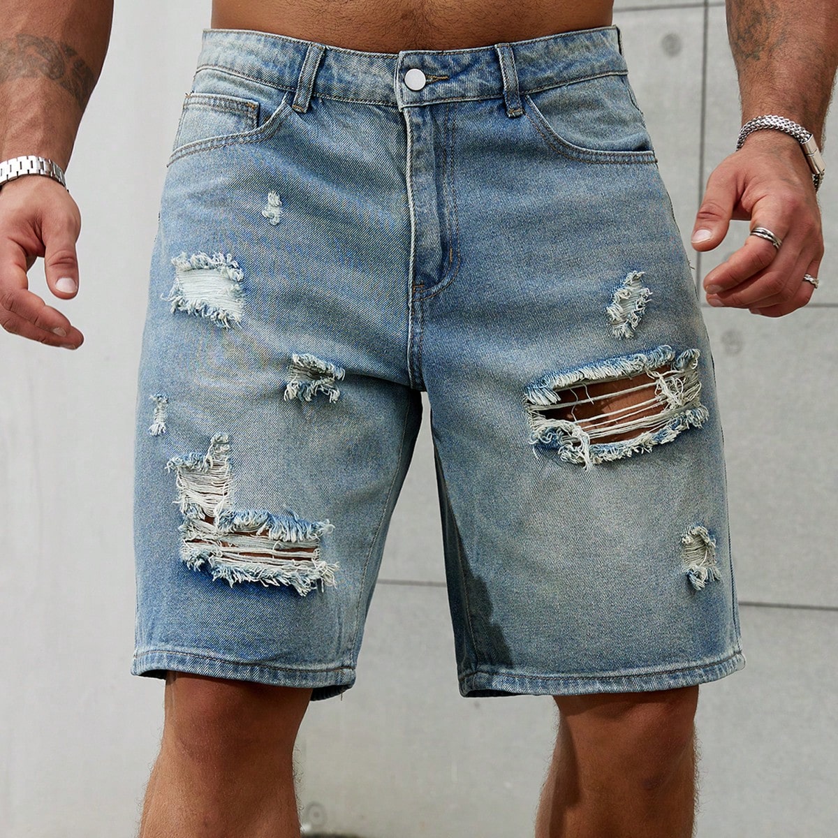 メンズショートジーンズ,メンズストリートウェア,通気性デニム - Men'S Fashion Jeans のレビューと価格
