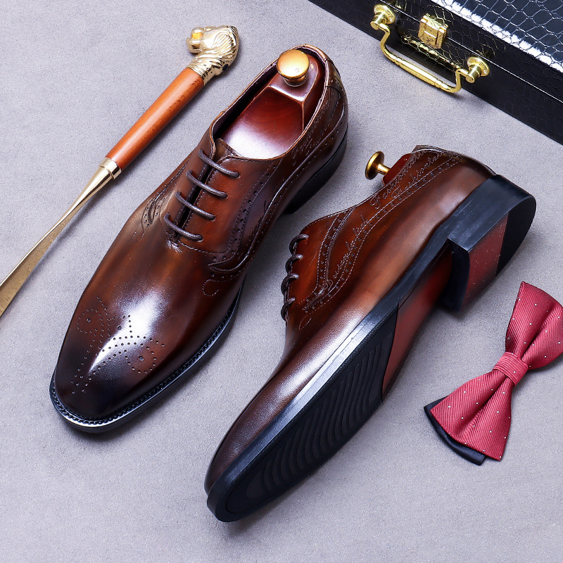 メンズヴィンテージ風エンボス加工ブローグオックスフォードシュ - Oxford Shoes Brogue のレビューと価格